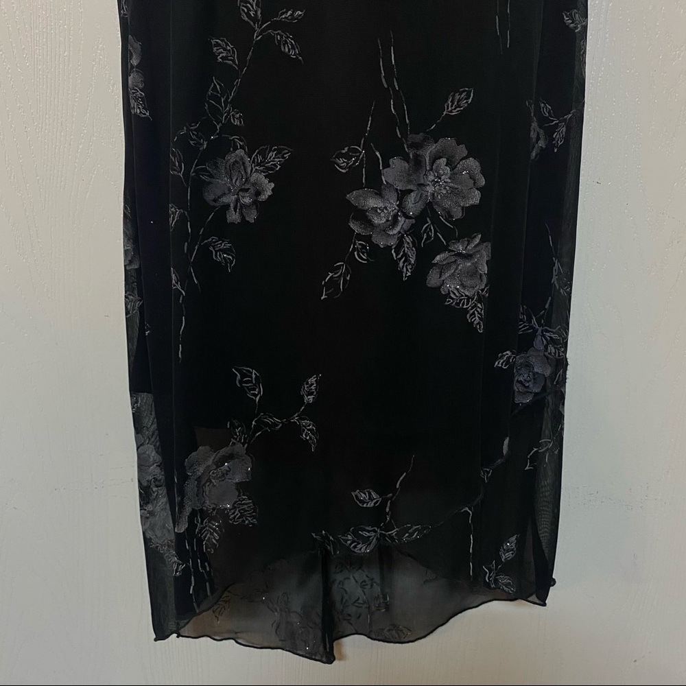 Fairycore Floral Glitter Goth Sheer Dress 90s / Y2k View 6